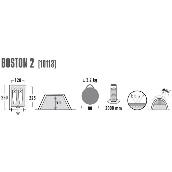 SOLDES TOUT À High Peak Boston 2 Tente, Gris 4