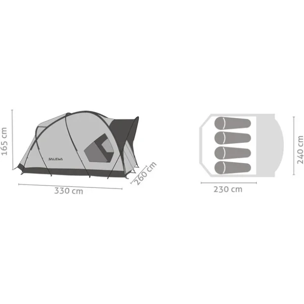 SALEWA Alpine Hut IV Tente, Vert/gris excellents soldes 3